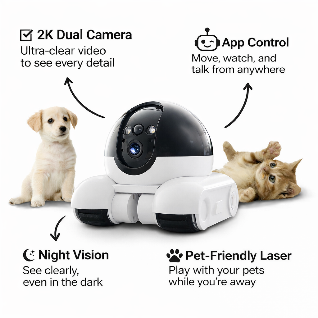 RomiPal PRO 2K camera robot with dual app control night vision and laser pointer